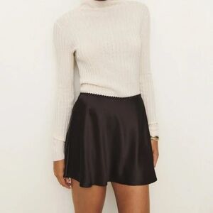 Reformation Brandy Satin Skirt in Mole ES 2X NWT